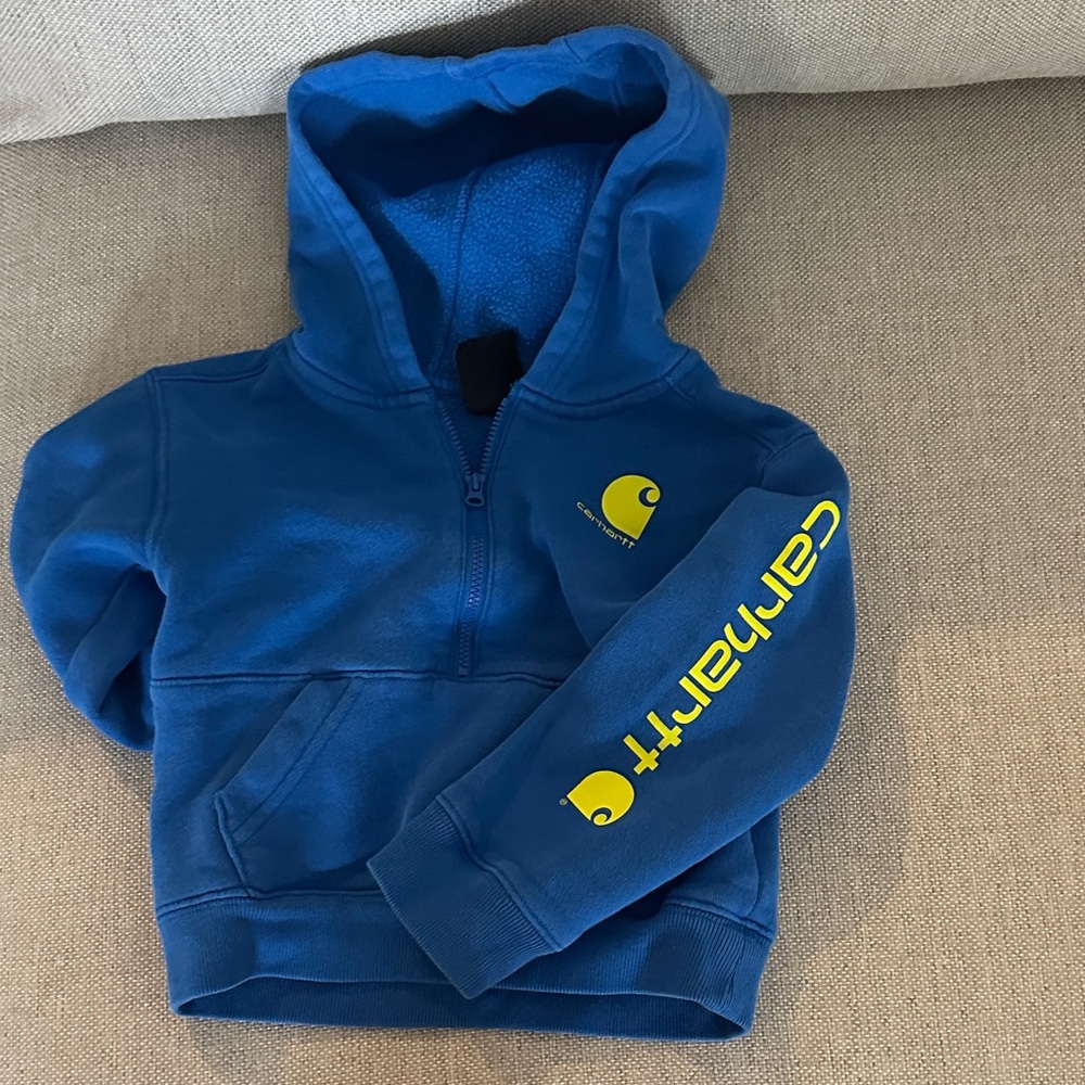 Carhartt Kids Hoodie in Blue with Yellow Accents